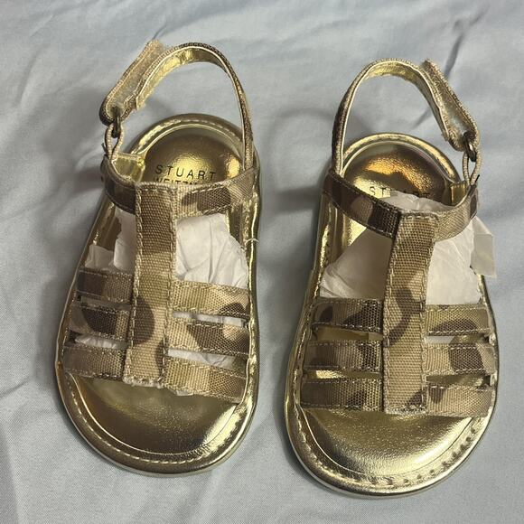 MY FIRST WEITZMANS STUART WEITZMAN Caesar Gold Baby Camo Sandals 4 (9-12M) W/Box - Picture 9 of 16